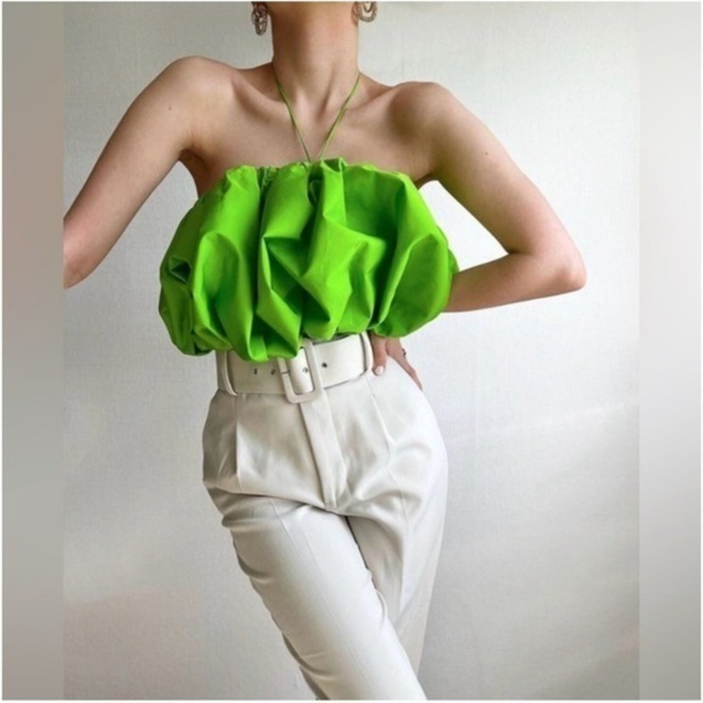 Zara Limited Edition Bright Green Voluminous Balloon Top Avant Garde